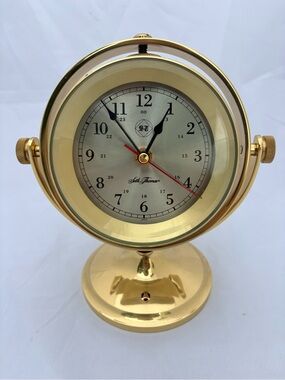 Seth Thomas Schooner Desk Clock Gyroscope Ring Solid Brass